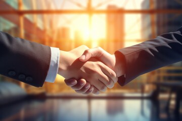businessman handshake of business deal with logistic. Generative AI.