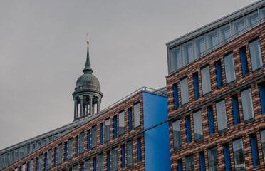 KPMG building and St Michaelis Church Hamburg, Germany.