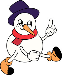 Groovy snowman with costume illustration