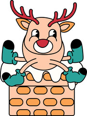 Groovy reindeer with wall illustration