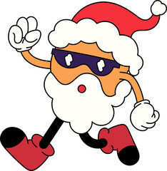 Groovy cookie character with santa costume illustration