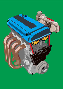 B18 B Series DOHC Engine High Power Vector Art