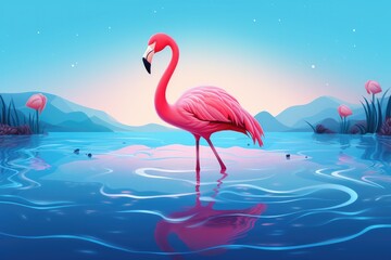 flamingo in water