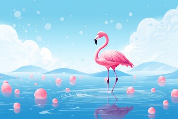 pink flamingo in water