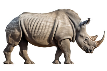 Obraz premium Isolated side view of walking rhino on transparent background.generative ai
