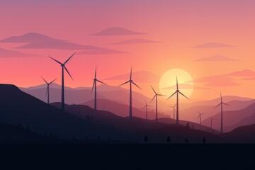Obraz premium wind turbines at sunset