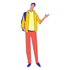 Illustration of a Faceless Male College Student Character Explaining Something. Vector Design