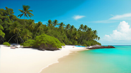 Beautifiul island in the blue water ocean sand beach vacation view at sea coconuts tree 12