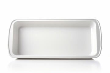 Empty plastic tray with handles on white background. Generative AI - obrazy, fototapety, plakaty