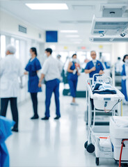 blurred background of scientists working at the laboratory, ai generative