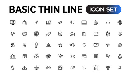 Web icons. Business, finance, creativity.Set of thin line web icon set, simple outline icons collection, Pixel Perfect icons, Simple vector illustration.