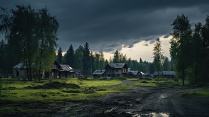 Fototapeta na wymiar Free photo of real Village Forest at Night with Dramatic Clouds