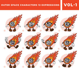 Free Cute Meteor Mascot Vector Images Set