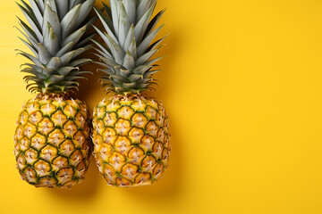 Generative AI Image of Healthy Pineapples Fruit on Orange Background
