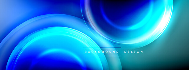 Circles lines and bubbles on bright glowing effect gradient with light and shadow effects. Dynamic interplay of light, shadow and depth. Futuristic and rhythmic technology design