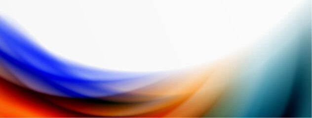 Rainbow color silk blurred wavy line background on white, luxuriously vibrant visually captivating backdrop. Stunning blend of colors reminiscent of rainbow, silky and gracefully blurred wavy pattern