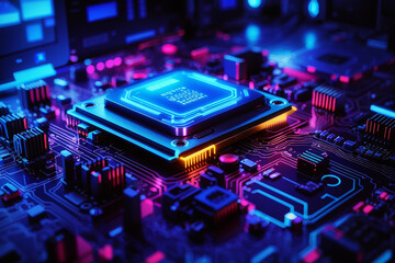 Fototapeta na wymiar processor computer glow technology