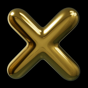 S&iacute;mbolo en forma de cruz para decir que algo es incorrecto  de color dorado y en 3D