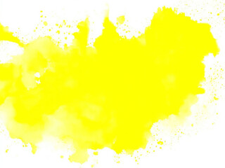 Abstract yellow color painting illustration - watercolor splashes or stain, isolated on transparent background PNG (Generative Ai).