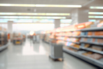 Abstract blur supermarket grocery store defocused for background
