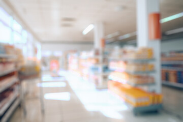 Abstract blur supermarket grocery store defocused for background