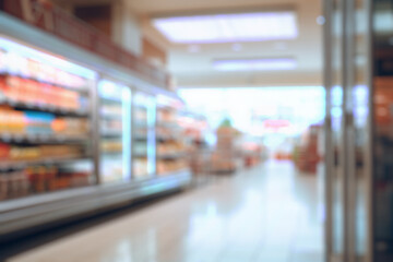 Abstract blur supermarket grocery store defocused for background - obrazy, fototapety, plakaty
