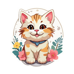 Happy kitty vector art also a sticker