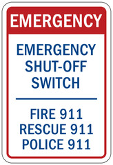 In case of emergency call 911 sign