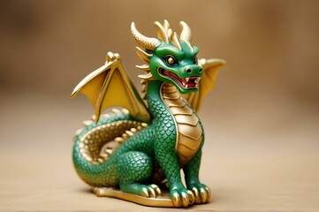 龍のオブジェ。辰年。干支。金色背景｜Dragon object. Year of the dragon. zodiac. golden background. Generative AI