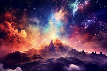 Explore the marvels of cosmos amidst stunning gradient galaxy backdrop. Generative AI