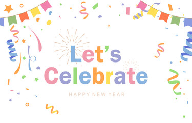 celebrate party background with confetti,glitter.Vector illustration for postcard,banner