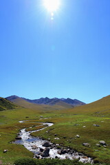 Second stage of Ak-Suu Traverse trek from Ailampa lake to Boz Uchuk lake, Karakol, Kyrgyzstan