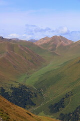 Second stage of Ak-Suu Traverse trek from Ailampa lake to Boz Uchuk lake, Karakol, Kyrgyzstan
