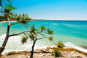 Australian beach on a hot summers day on Stradbroke Island, Queensland - 669805522
