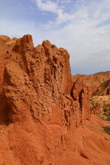 Fototapeta premium Fairytale Canyon Skazka located in Tosor next to Issyk-Kul lake, Kyrgyzstan