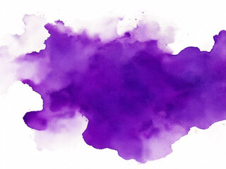 Abstract purple color painting illustration - watercolor splashes, patch or stain, isolated on white paper background (Generative Ai)