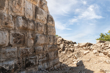 A secret  exit to the ruins of the medieval fortress Nimrod - Qalaat al-Subeiba, located near the border with Syria and Lebanon in the Golan Heights, in northern Israel