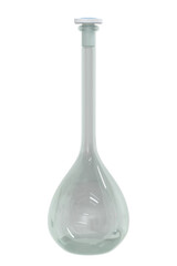 3d Rendering volumetric flask empty bottle transparent