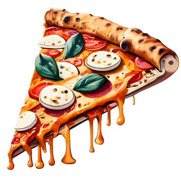 Street Food,watercolor pizza
