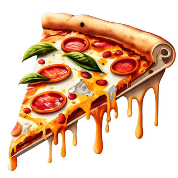 Street Food,watercolor pizza
