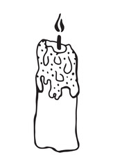 Candle design element hand drawn illustration