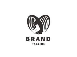 BIRD AND HEART SHAPE LOGO DESIGN