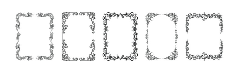 Decorative Frames with Ornament Rectangle Border Vector Set
