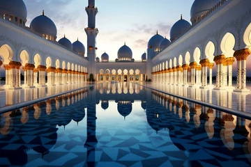 Foto op Plexiglas The magnificent mosque in Abu Dhabi. Generative AI © Noah