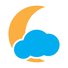 Flat moon and cloud vector icon sign Isolated on white background for graphic design, logo, web site, social media, mobile app, illustration