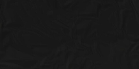 Dark black wrinkled paper crumpled texture. black fabric textured crumpled black paper background. panorama black paper texture background, crumpled pattern texture background.