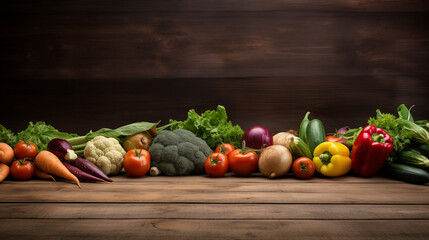 Fresh vegetables on wooden background. Healthy food concept. Selective focus.