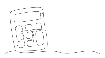 Calculator One line drawing isolated on white background