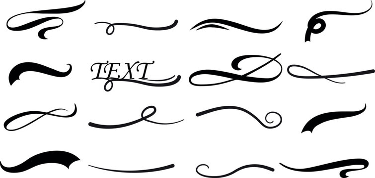 calligraphic swirls and flourishes Vector illustration on a white background, Calligraphy swoosh underline
are perfect for design projects, invitations, and cards