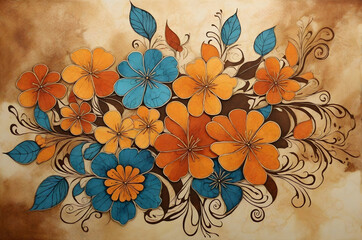 abstract a solid batik flowers arrangement